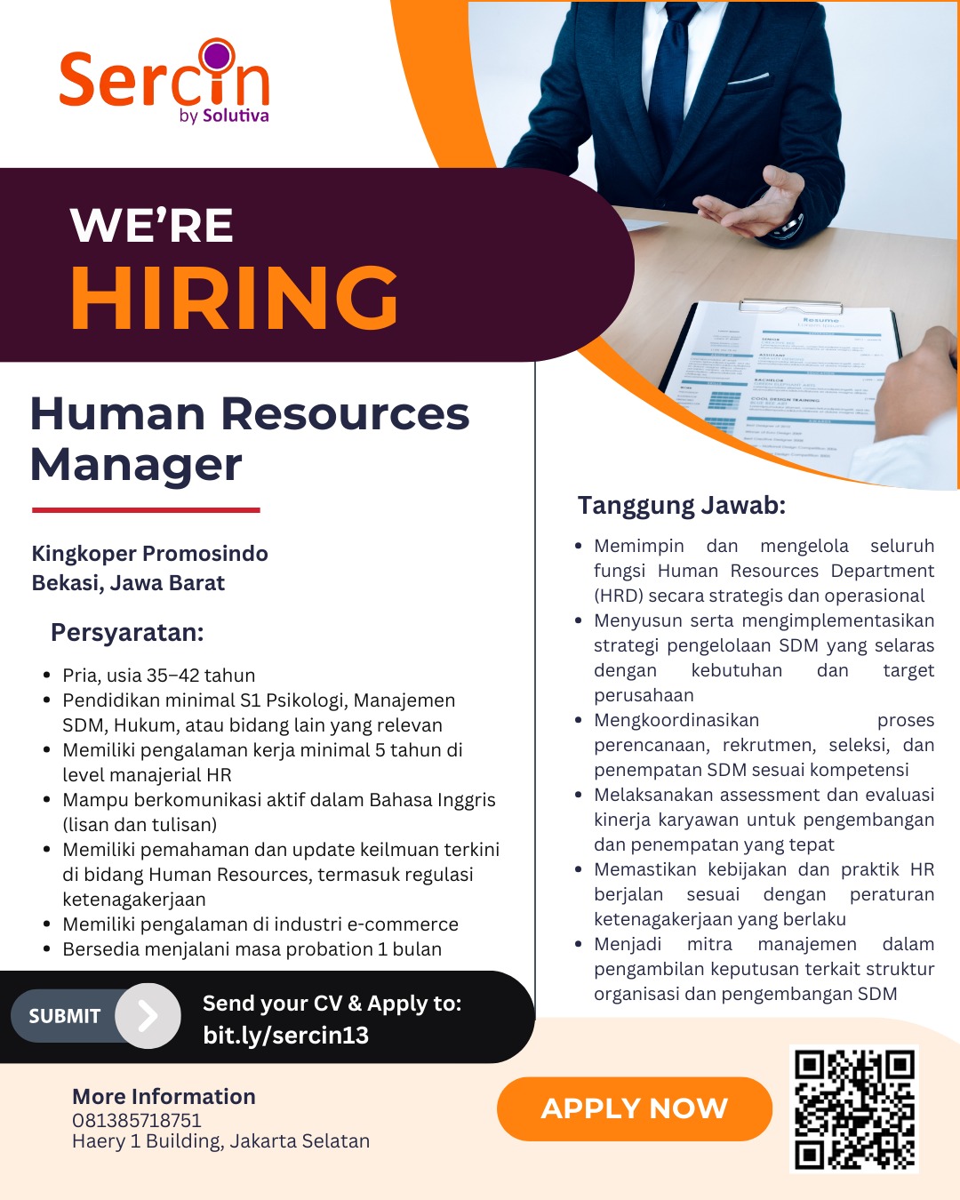 Human Resources Manager (Bekasi)